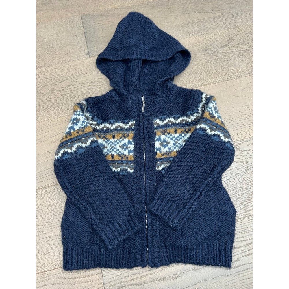 Monoprix Kids Toddler Zip Up Fair Isle Sweater Hoodie Sz 3